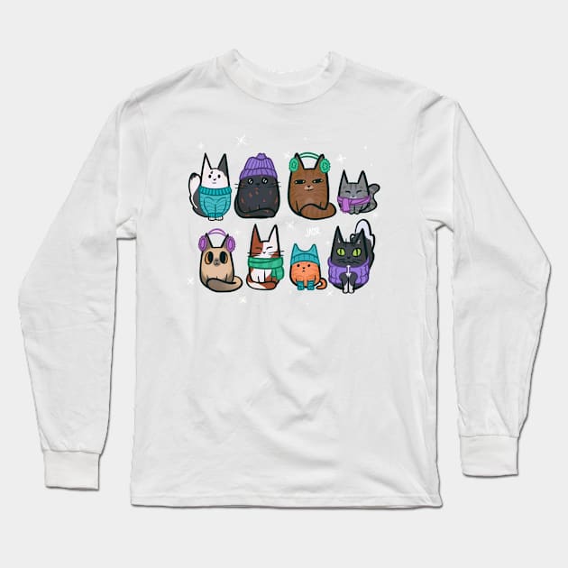 Snow Cats Long Sleeve T-Shirt by jastinamor